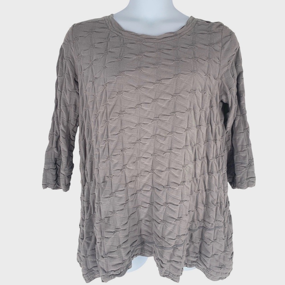 Komil Large Gray Textured Cotton Tunic Swing Top